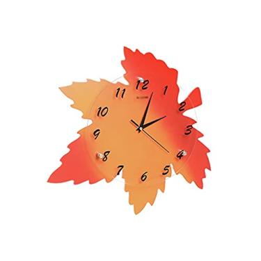 Imagem de Relógio de parede folha sala de estar relógio eletrônico silencioso personalidade relógio de parede doméstico quarto arte pastoral decoração relógio de parede