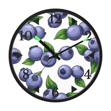 Imagem de STAYTOP Fresh Blueberries Relógio de parede LED para quarto com brilho noturno, relógios de parede silenciosos de 30 cm para decoração de sala de estar, controle de som, relógio de parede moderno que