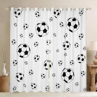 Imagem de jejeloiu Cortina de janela esportiva de futebol 30%-50% Blackout Shades Rugby para decoração de quarto de crianças, meninos, meninas, adolescentes, tratamentos de janela de jogos de futebol (2