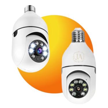 Imagem de Câmera Segurança Ip Wifi Lâmpada Prova D'água Giratória Visão Noturna Infravermelho 1080P HD Câmeras Wireless 360° Inteligente Full HD