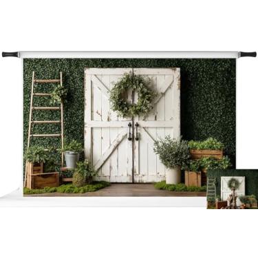 Imagem de Kate Pano de fundo de fotos de primavera para fotos de porta de celeiro, fundo de plantas verdes, 3 x 2 m