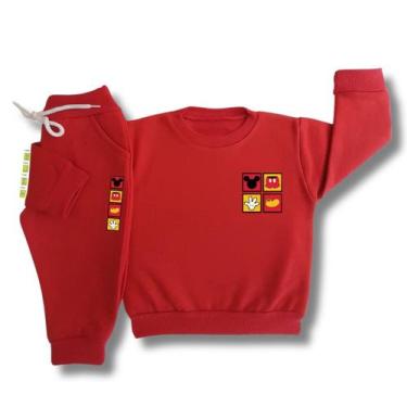 Imagem de Conjunto de Moletom Infantil Flanelado de Frio Unissex Roupa de Invern