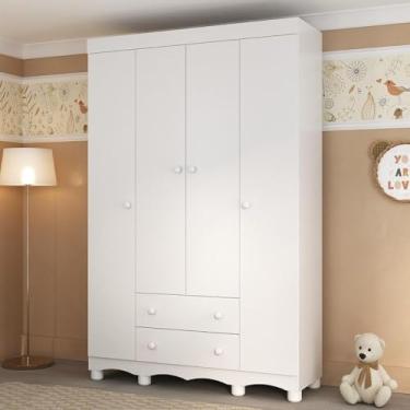 Imagem de Guarda-roupa Infantil 122cm 4 Portas e 2 Gavetas Dengo Multimóveis Mp4438 Branco