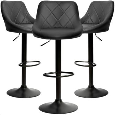 Imagem de Banqueta Alta Giratória Milano Cozinha Americana Bar Kit 03 unidades prime.office P070 (Preta/Fosco)