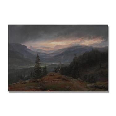 Imagem de NHLDZYH J.C. Dahl Reprodução de arte famosa, arte em tela de paisagem romântica nórdica, decoração de parede elegante para sala de estar e escritório. (paisagem 29). 50 x 75 cm - 19,7 x 29,6 pol