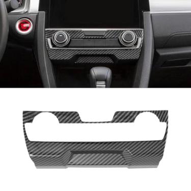 Imagem de Fancemot Capa de painel de interruptor de ar CA central de fibra de carbono compatível com Honda Civic 10ª geração 2016-2021