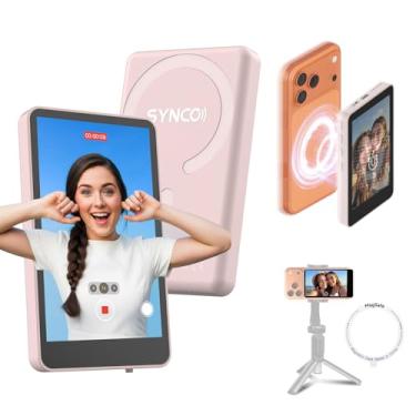 Imagem de SYNCO XView Tela de monitor de selfie para iPhone 17 Series e Android, sem fio 4K/1080p Magnetic Vlog Back Camera Monitor com alcance de 164 pés, alto-falante integrado para YouTube TikTok Live