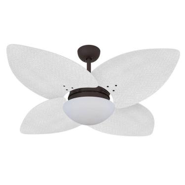 Imagem de Ventilador De Teto Dunamis Marrom 4 Pás Rattan Branca 110V