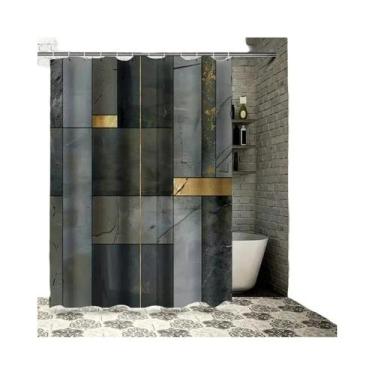 Imagem de Cortina De Chuveiro Grande De Luxo Com Efeito Mármore, Impermeável, Co