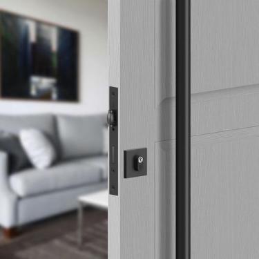 Imagem de Fechadura Rolete Externa 40mm 741R55PF Roseta Quadrada Preto 3F