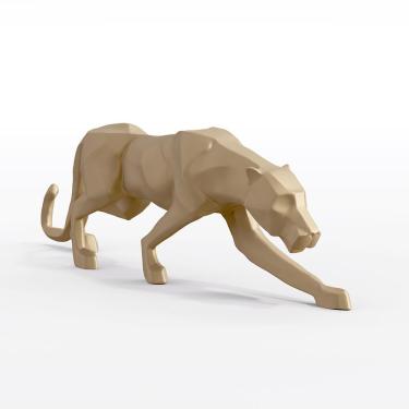 Imagem de Escultura Decorativa Pantera Caminhando M Dourado Fosco - Gran Belo