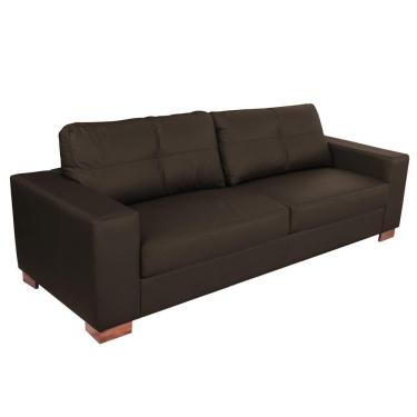 Imagem de Sofá 3 Lugares Sala de Estar Pés Madeira kenny 210 cm Couro Tabaco - Gran Belo