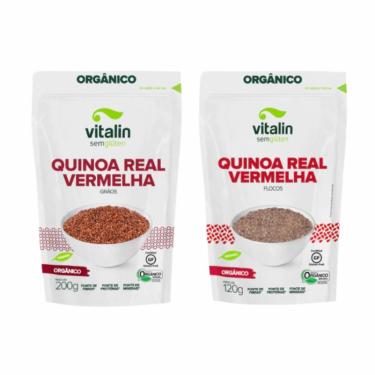 Imagem de Kit 2 Quinoa Real Vermelha Orgânica: Em Flocos, Em Grãos