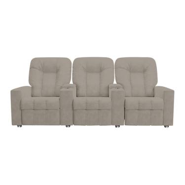 Imagem de Poltrona Reclinável 3 lugares para Sala de Cinema Romeo F05 Veludo Capuccino - Lyam Decor