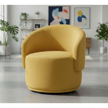 Imagem de Poltrona Decorativa Giratória Sala De Estar Recepção Jasmine Suede Amarelo