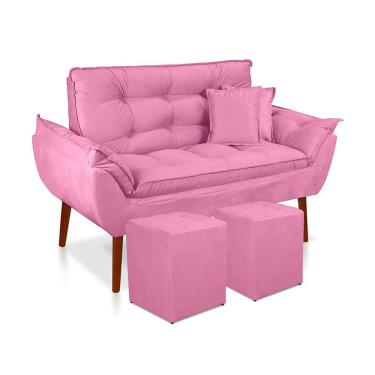 Imagem de Kit 01 Namoradeira Opala 02 Puff Quadrado 02 Almofadas Rosê