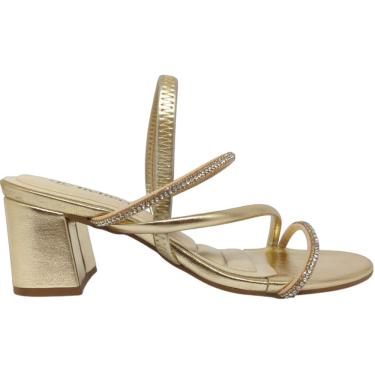 Imagem de Sandália Feminina Casual Social Dia a Dia Passeio Trabalho Verão e Strass  Salto Grosso Ultra Conforto Bebece T5280