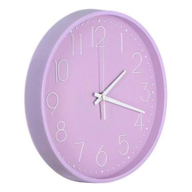Imagem de Relógio De Parede Decorativo 30 Cm Silencioso Quarto / 433 - PGB, Lilá