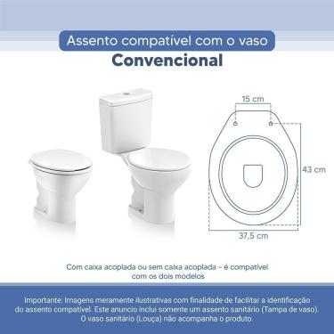 Imagem de Assento Sanitário Tampa De Vaso Branco Resina Poliester Oval Convencional Para Bacia Deca
