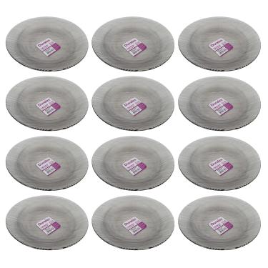 Imagem de Prato Fundo Diamante Fumê de Vidro Duralex 22cm 12 Unidades - Nadir 5838N/001N
