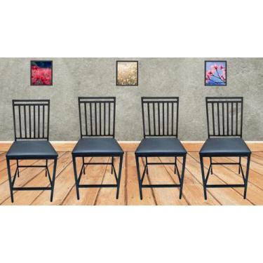 Imagem de Kit 4 Cadeiras Reforçada Para Cozinha e Sala Liane Jantar Preto - MODE