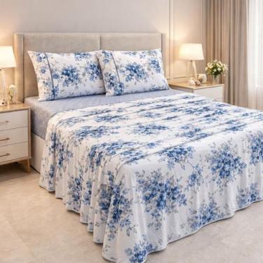 Imagem de Jogo Cama King Size Algodao Juliette Tecido Estampado Premium CONFORT 