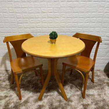 Imagem de Conjunto Mesa Redonda X 80x80 Com 2 Cadeiras Italia Mel - Floresta Car