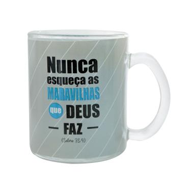 Imagem de Caneca De Vidro Transparente Com Frases Deus 380Ml