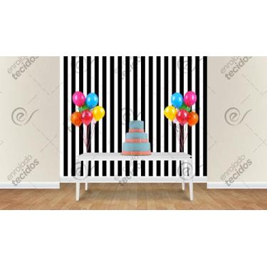 Imagem de Painel em Jacquard Estampado Listrado Preto, 3,00 x 2,80