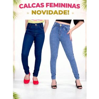 Imagem de Calça Jeans Feminina Skinny Cintura Alta Ajuste Perfeito Confortável -
