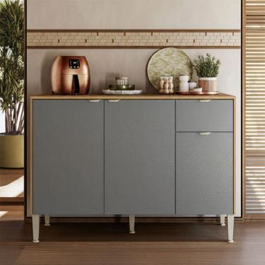 Imagem de Balcão de Cozinha 120 Cm Soul 3 Portas 1 Gaveta Freijó/Gris - Kits Paraná