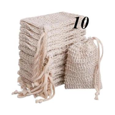 Imagem de Rede De Algodão E Linho Com Cordão Para Sabonete Artesanal E Limpador 