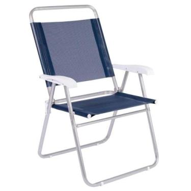 Imagem de Cadeira Mor Master Plus 2112 Alumínio Dobrável Proteção UV, Azul