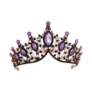 Imagem de Coroas Vintage Barrocas De Cristal Preto Com Strass, Tiara De Princesa