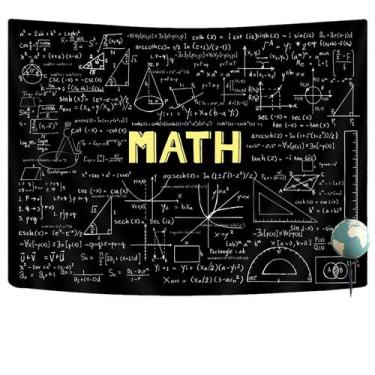 Imagem de Tapeçaria pendurada na parede, sala de aula de matemática, decoração d