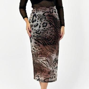 Imagem de Saia Cativa Midi Estampada em Tule Feminina-Feminino