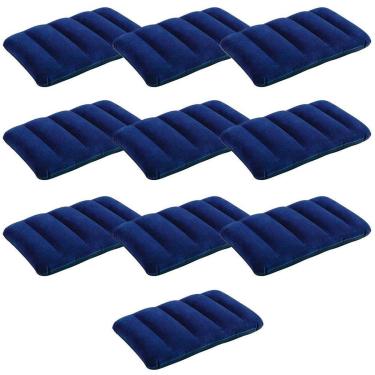 Imagem de Kit 10 Travesseiros Inflável Intex Camping Viagem Cama Colchão Praia-Unissex