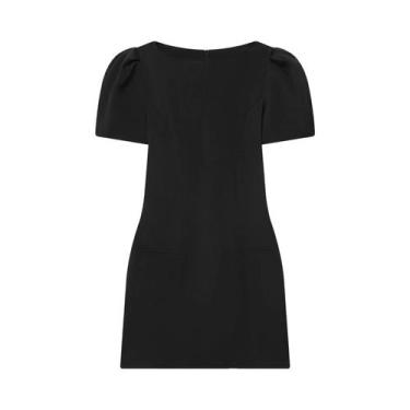 Imagem de Vestido Mini Preto KONDALA Sexy E Chic Com Manga Curta E Ombros Almofa