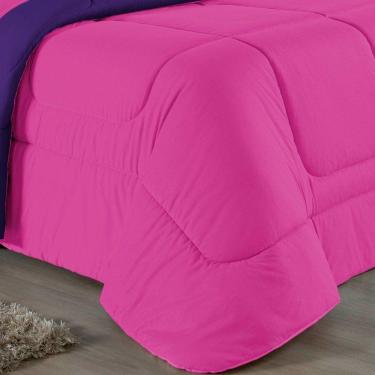 Imagem de Kit Edredom Dupla Face + Jogo De Lençol Casal Nobre 6 Peças Malha 100% Algodão - Pink / Roxo