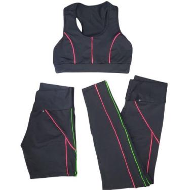 Imagem de Kit Top legging Short Academia Fitness - WM, M, Preto