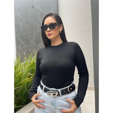 Imagem de Blusa Feminina Tricô Lisa Manga Comprida Cacharrel Básica Confortável Elegante Fashion Quentinha-Feminino