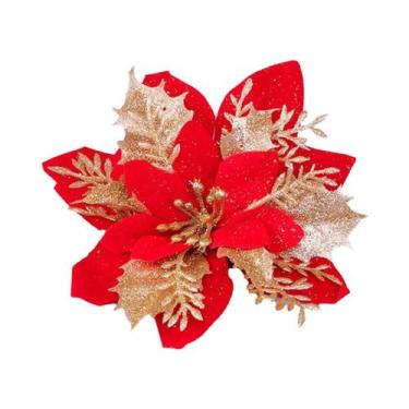 Imagem de Flores Artificiais Com Glitter Para Decoração De Árvore De Natal, Aces