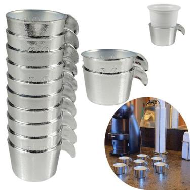 Imagem de Conjunto Copete 12 Porta Copos Descartavel Cantinho Cafe Plastico Crom