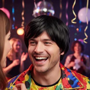 Imagem de Fantasia Peruca Masculina Preto - Pink Flamingo