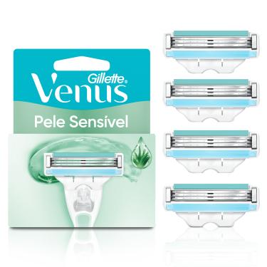 Imagem de Refil de Lâminas Venus Pele Sensível 4 Unidades Gillette Feminino Vegano