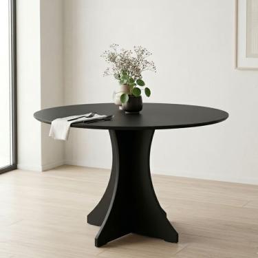 Imagem de Mesa Redonda Elisa Base X Design Sofisticado Preto