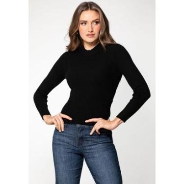 Imagem de Blusa de Tricot Manga Longa Gola Alta Preta-Feminino