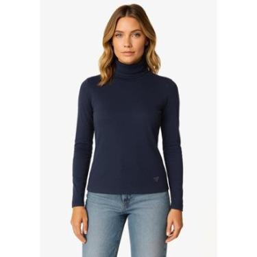 Imagem de Blusa de Malha Tricot Eco Gola Alta Azul Marinho-Feminino
