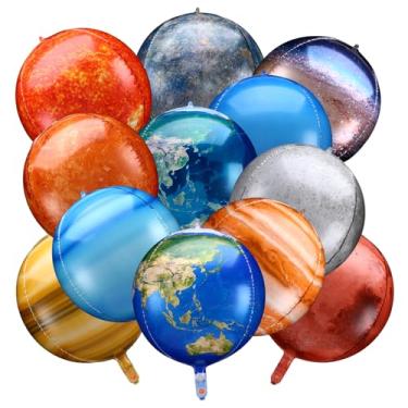 Imagem de Hrhshw 12pcs 22inch Solar System Balloon, 3D Helium Foil Planet, Moon, Earth, Sun, Mercury, Mars, Venus, Jupiter, Saturn, Uranus, Neptune Balloon for Space Birthday Party