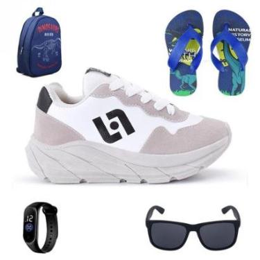Imagem de Tenis Infantil Meninos Jogger Escolar Casual Camurça + Mochila Chinelo Oculos Relogio-Masculino